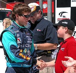 Kasey Kahne greets Target House kid.