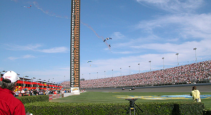 Paratroopers jumping.