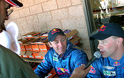 Talking with the Red Bull drivers.