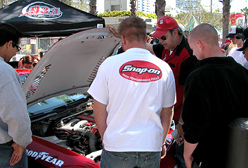 Checking out the engine.