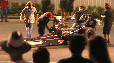 Fuzzy shot of dragster.