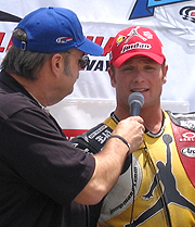 Interviewing Steve Rapp on podium.