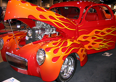 Intense orange flamed coupe.