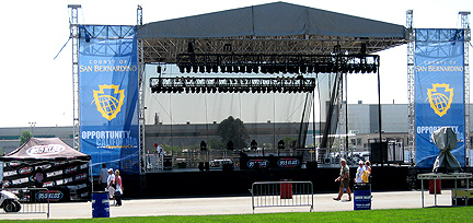 Wide shot of big stage before KLOS broadcast.