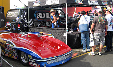 Randy looking out from the KLOS booth.