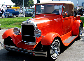 Orange rodded truck.