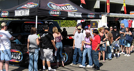 Line-up of people at KLOS booth.