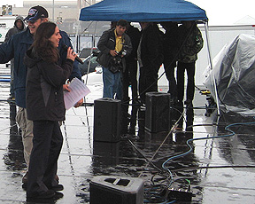 Joe & Gillian in heavy rain.