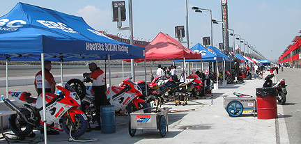 Preparing to race in pits.