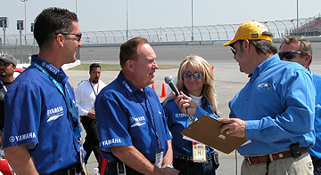 Interviewing the Yamaha crew.