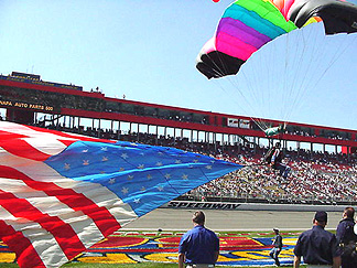 Sky divers & flags