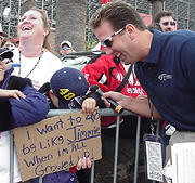 A fan's goofy sign.