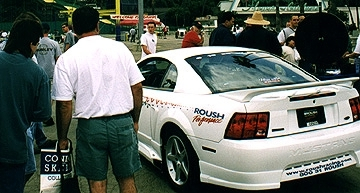 Displaying a Roush Mustang.