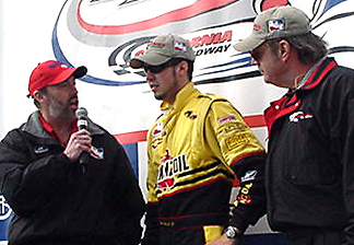 Pat & Joe with winner Sam Hornish.