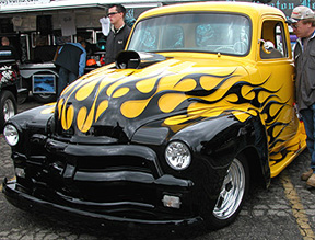 rad yellow truck.